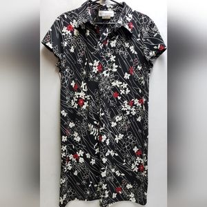 Motherhood womens large black floral print maternity collared dress